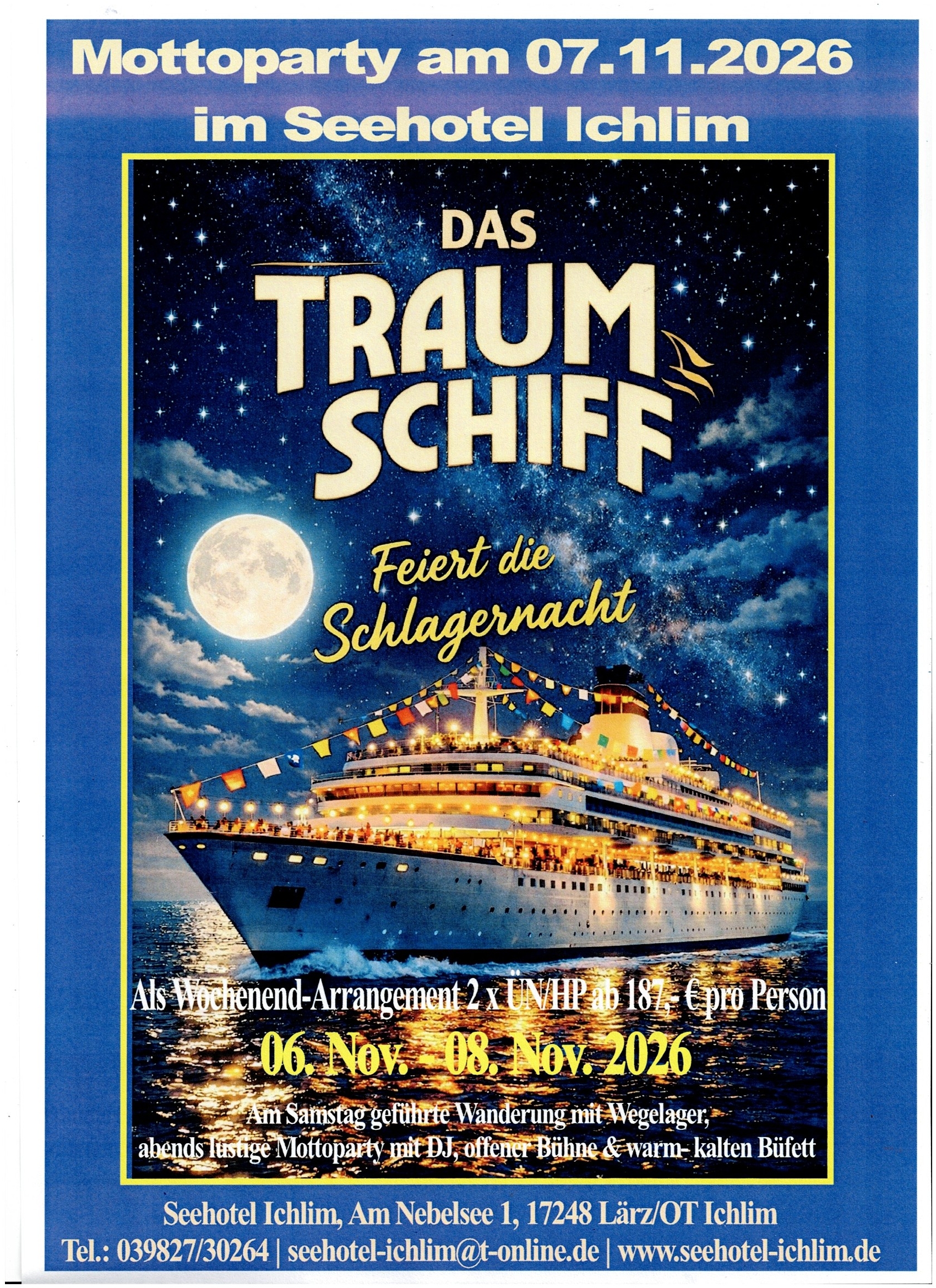 Mottoparty am 7.11.26 im Seehotel Ichlim